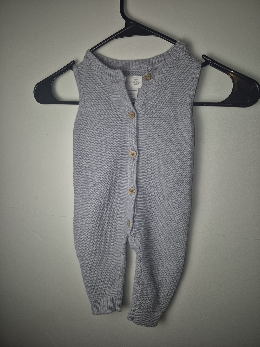 Carter's  Light Gray Knit Sleeveless Baby One-Piece Romper